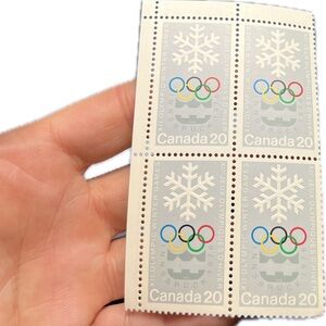 🎈4/$20 - #689 CANADA “XII Olympic Winter Games” 20¢ UL 4-Stamp Block.